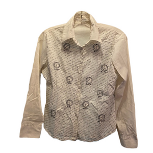Vintage Rayure Paris Y2K Designer Blouse EU 46 Unique Clock Design Europe